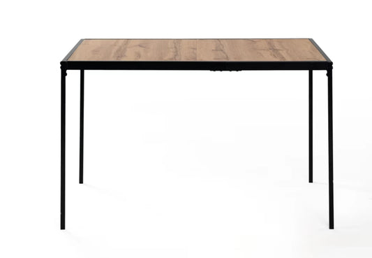 Urban Meuble Eettafel 120 x 75 cm - Houtlook - Zwart Metalen Frame - Minimalistisch