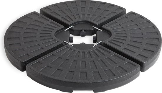 LIFA GARDEN Vulbare verzwaringstegels - Voetstuk voor hangende parasol in zwart - Te vullen met zand of water tot 50 kg - Weerbestendig - 100 x 100 x 8 cm
