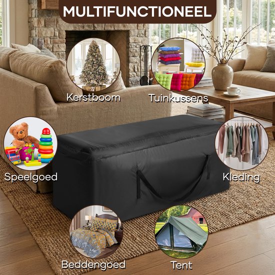 Villux Tuinmeubelhoes Kussen - Tuinkussen Hoes - Waterdicht - 420D - Tuinkussenhoes Opbergtas - Tuinkussentas - Beschermhoes Tuinmeubelen - Hoes Voor Tuinkussens - Beschermhoes Loungeset - 200cmx75cmx60cm