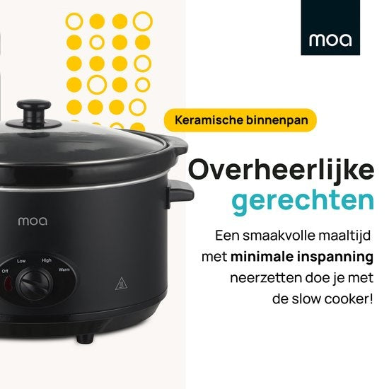 MOA Slowcooker - 6,5 liter - Keramische Binnenpan - Zwart - SC65B