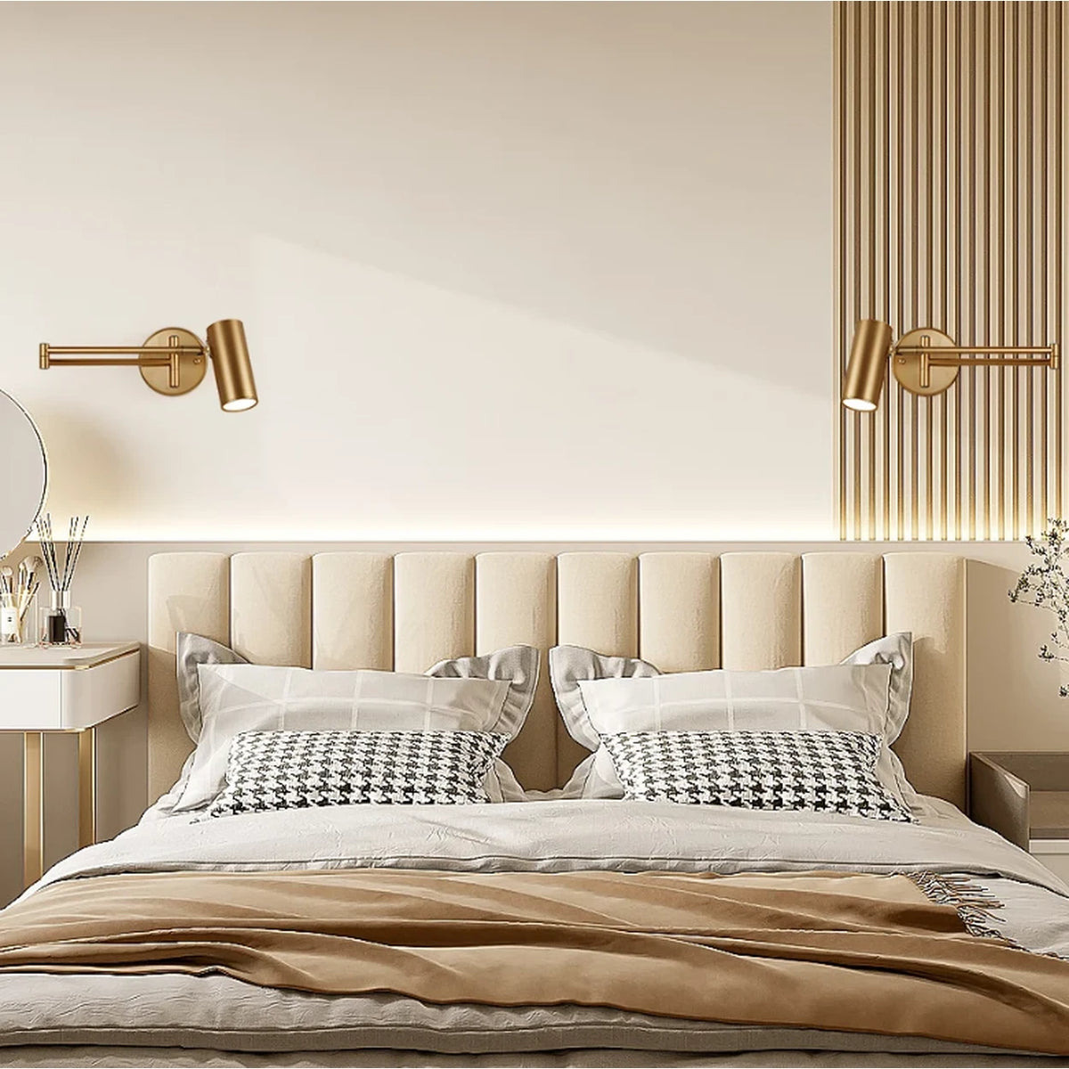 Homary verstelbare zwenkarm-wandlamp - Goud & zwart - Bereik tot 60 cm