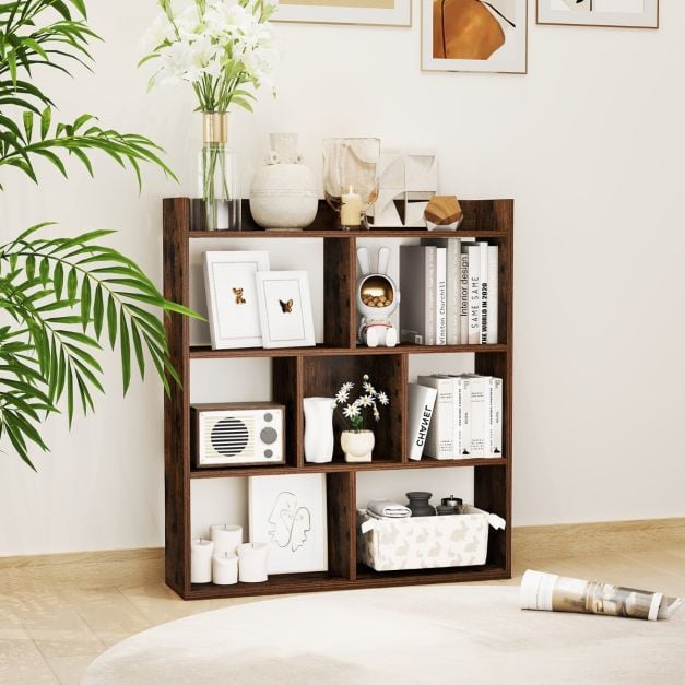 Coast Boekenkast met 7 Open Vakken – 80 x 20 x 90 cm – Koffie, Wit of Walnoot