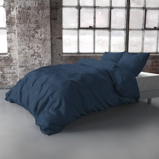 Zensation Satin Point - Dekbedovertrek - Eenpersoons - 140x200/220 + 1 kussensloop 60x70 - Blauw
