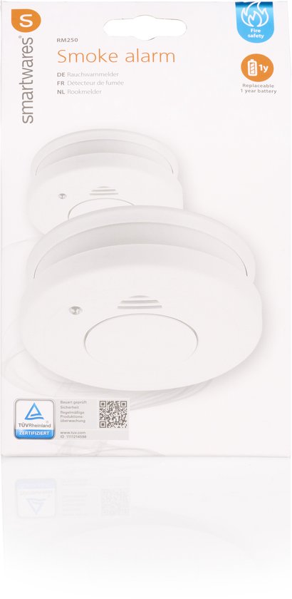 Smartwares 10.048.28 - Rookmelder 2st 85dB - 1 Jaar batterij, 10 jaar sensor - TUV Gecertificeerd - Brandmelder