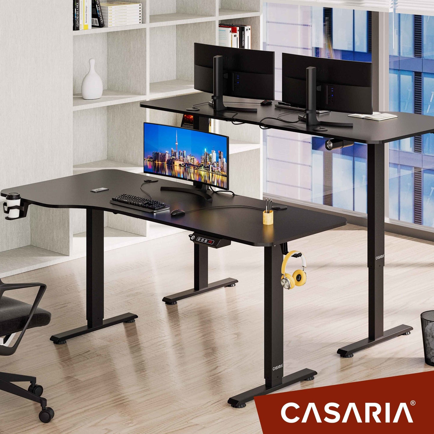 Casaria Zit Sta Bureau – Hoogte Verstelbaar Elektrisch - 160x75cm Zwart