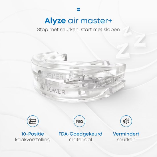 Anti Snurk Beugel - PRO+ - Incl. doosje & Ebook - Verstelbaar - Voor een goede nachtrust - Bitje Knarsertanden - Knarsbitje - Transparant BPA vrij - Alyze