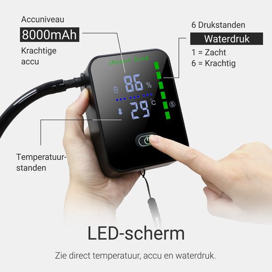Oplaadbare Campingdouche met 2 waterfilters - 24x douchebeurten - 3 Standen (Mist, Normaal, Vol) - Buitendouche voor kamperen, honden, auto, fiets en camper - FLOAT Oasis