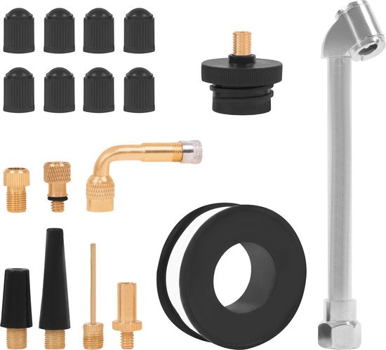 VONROC PRO Bandenpomp - Fietspomp - 3-in-1: pompen, druk meten en ontluchten – Digitale manometer - Geschikt voor compressor en perslucht - 10 bar - Universele EURO/DIN 7.2mm kop-peling - Incl. accessoires