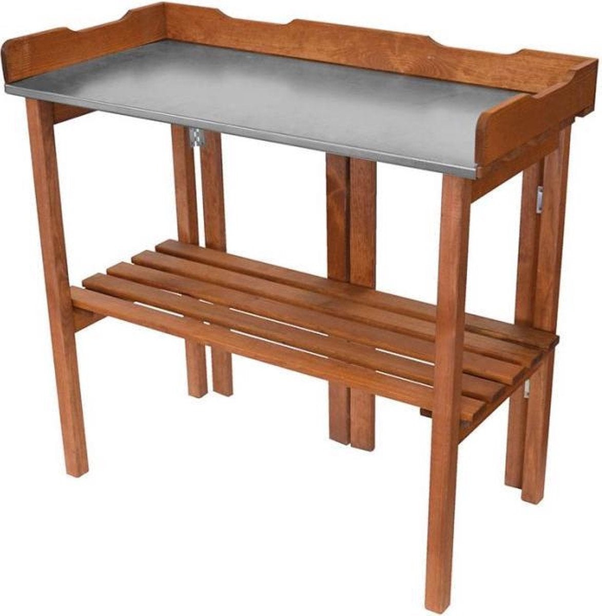 Garten Plantentafel met Zinken Blad - Houten Schap - Inklapbaar - 94 x 43 x 86 cm