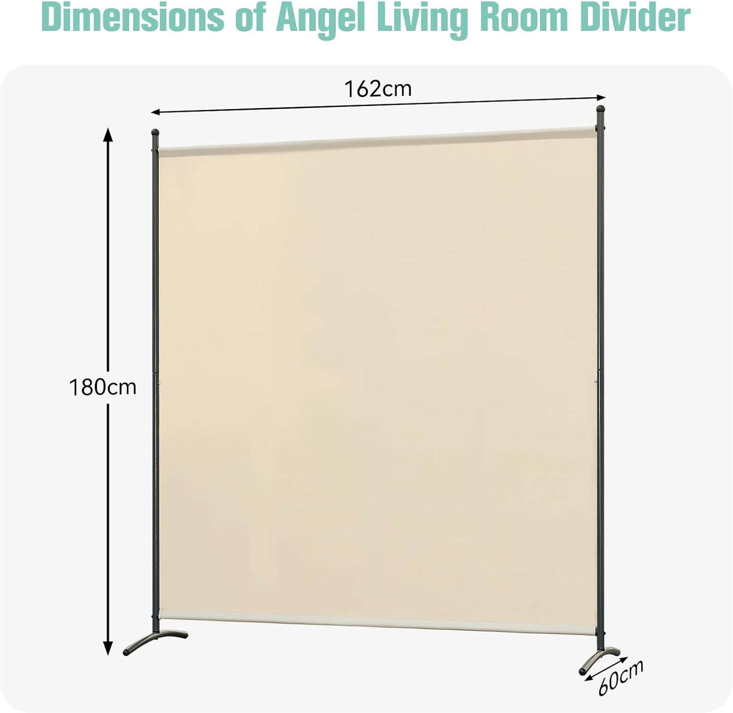 Angel Living Paravent - 1-delig - 162x180 cm - Opvouwbaar - Staal & 160 g/m² Polyester - Ruimteverdeler & Inkijkbescherming - Beige