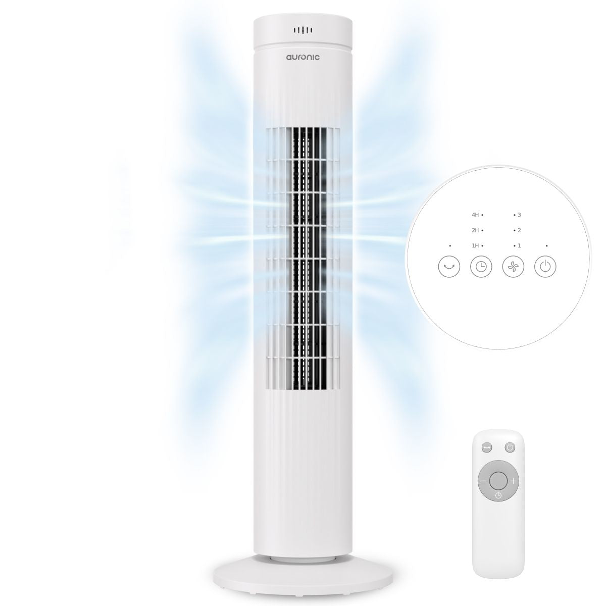 Auronic Torenventilator 76,4 cm - 60° Oscillatie - 3 Snelheden - 35W - Wit