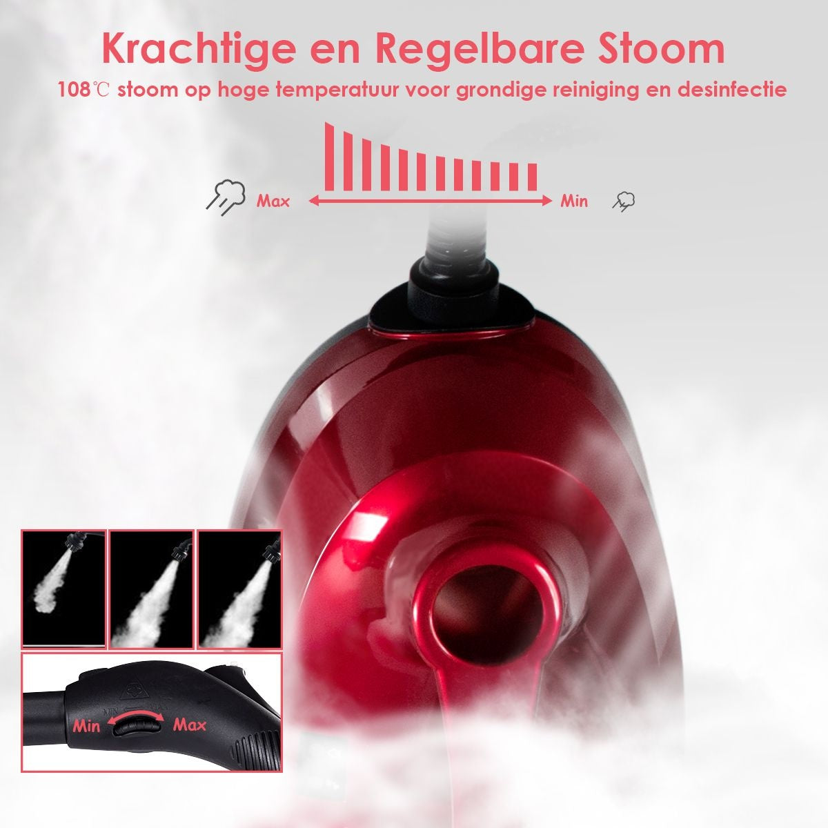 Coast Stoomreiniger - 2000W - 1,5 Liter - Incl. 19 Accessoires - EasyFix - Rood