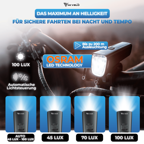 SMART-Ultimate Fietsverlichting Set Zwart - 100 Lux - Remlicht - IPX5