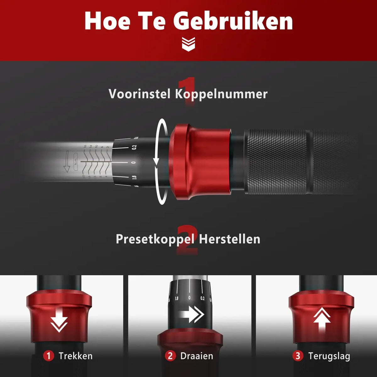 MoveCrab Momentsleutelset voor Fietsen - 15-delig - 1/4 inch - 2–20 Nm