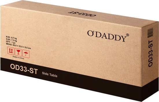 O'DADDY® Wandtafel - Sidetable Industrieel - met 2 gaasplanken - Bijzettafel 60x30x60 cm - Haltafel - kleur zwart / donkergrijs