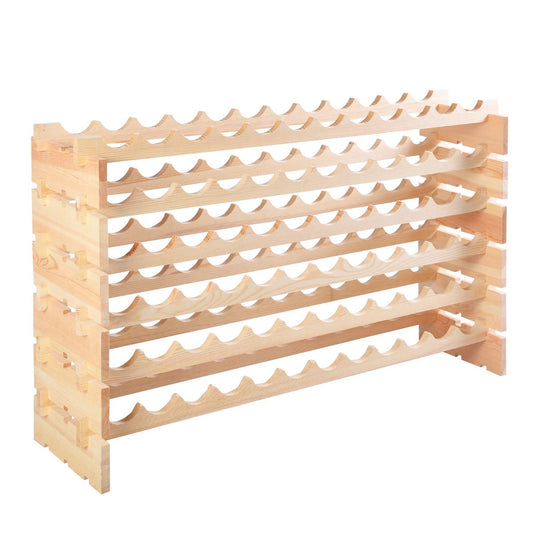 Coast Houten Flessenrek - Capaciteit voor 72 Flessen - 6 Niveaus - 119 x 29 x 72 cm - Dennenhout