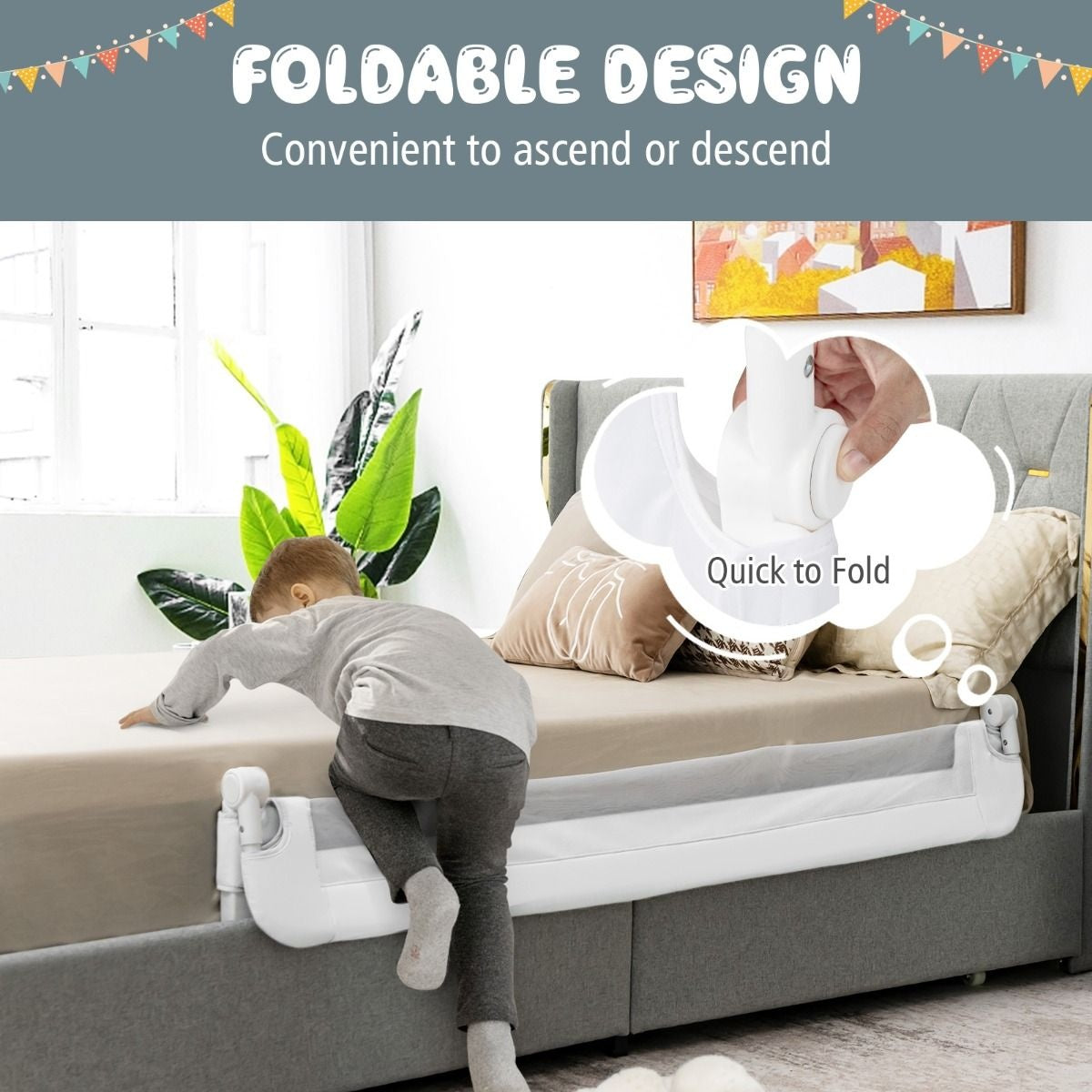 Coast Kinder Bedhekje Veiligheid - 150 x 40 x 42 cm - Wit