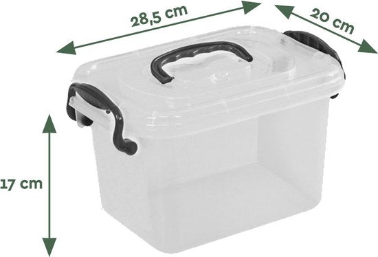 BRASQ Opbergbox 6 Liter - Set van 3 - Plastic Opbergbox - Transparant - Opbergbak - Opbergdoos met deksel