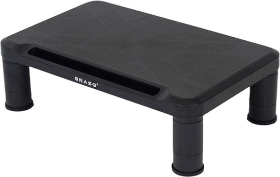 BRASQ Monitorstandaard Zwart MS100 - Monitorverhoger voor Laptop of Beeldscherm - In hoogte verstelbaar 38x24x11,2 cm