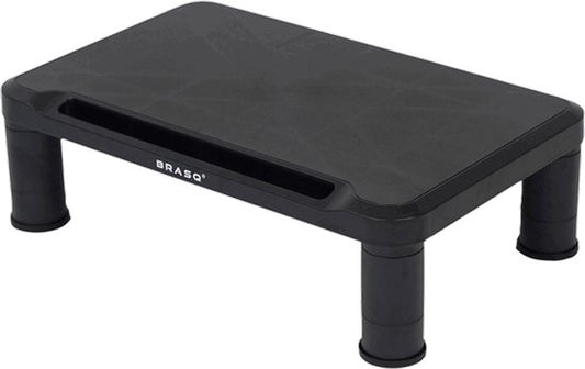 BRASQ Monitorstandaard Zwart MS100 - Monitorverhoger voor Laptop of Beeldscherm - In hoogte verstelbaar 38x24x11,2 cm