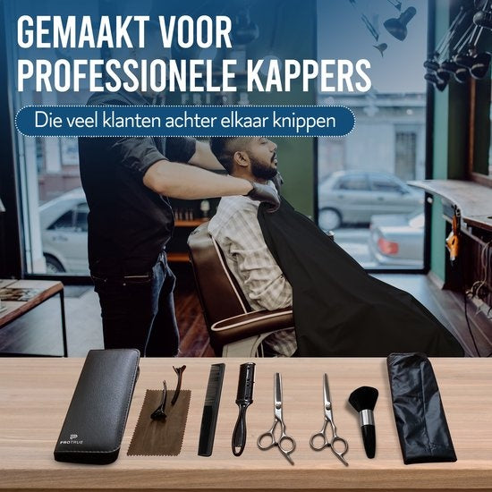 Complete Kappersset - 10 Delig - Kappersschaar Rechtshandig - Uitdunschaar Kapper - Hair Scissors - Coupeschaar - Haarschaar Set