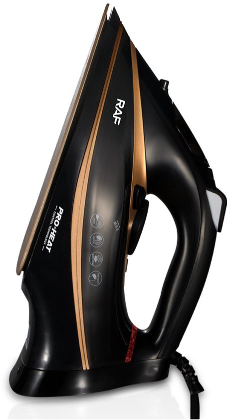 RAF R.1215 strijkijzer Droog- & stoomstrijkijzer Keramische zoolplaat 2200 W Zwart, Goud