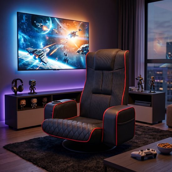 VDD Gaming - Gamestoel - Vloerstoel - Gamestoel zwart/rood - Vloerstoel Verstelbaar