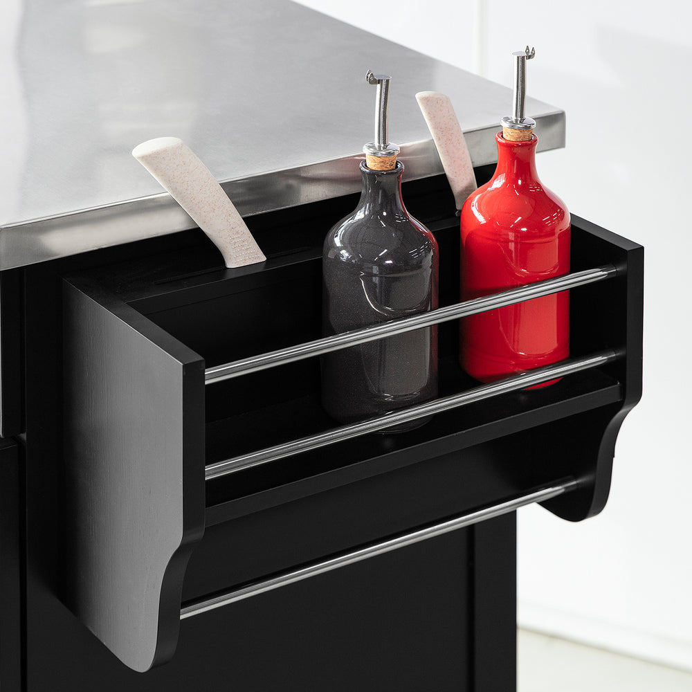 SoBuy Keukenwagen met werkblad - Met lade en 2 deuren - Max. 50KG - 83 x 46 x 90 cm - Zwart