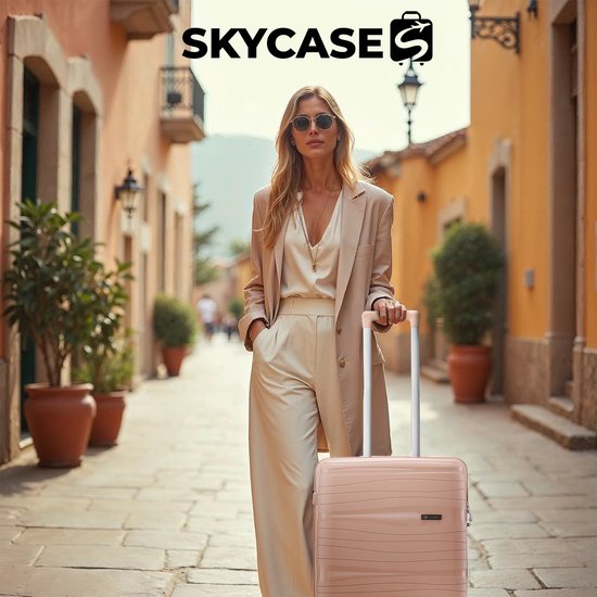 SC Travelin' Charm 4-delige Trolleyset – Handbagage & Check-in Koffers – 32L/60L/98L – Cijferslot – 360° Geruisloze Wielen – Lichtgewicht & Stevig – Modern Design - Lichtroze V2