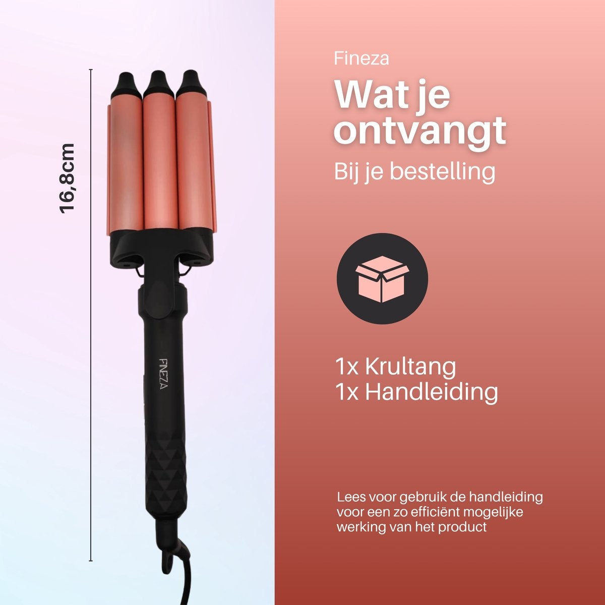 Fineza Wafeltang Haar - Krultang - Rosé Goud - Sint & Kerst Cadeau