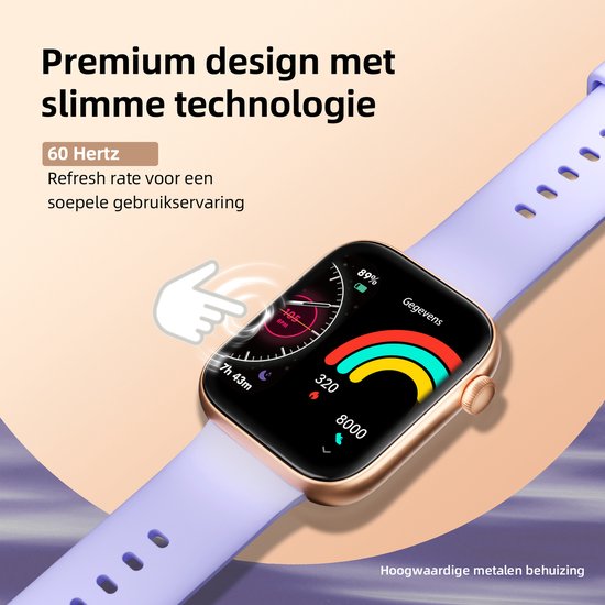 Maoo ProWatch – AMOLED Smartwatch – 43 mm – Bluetooth – Stappenteller – Hartslagmeter – GPS – Waterdicht – 1GB Geheugen – iOS/Android – Rosé Goud