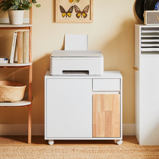 SoBuy ASK04-WN Printertafel - Witte Printerkast van Houtcomposiet