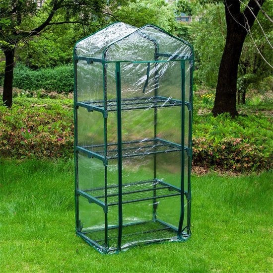 Kinzo Garden - Plastic broeikas - Serre van 4 verdiepingen - 69 x 49 x 160 cm - Groen