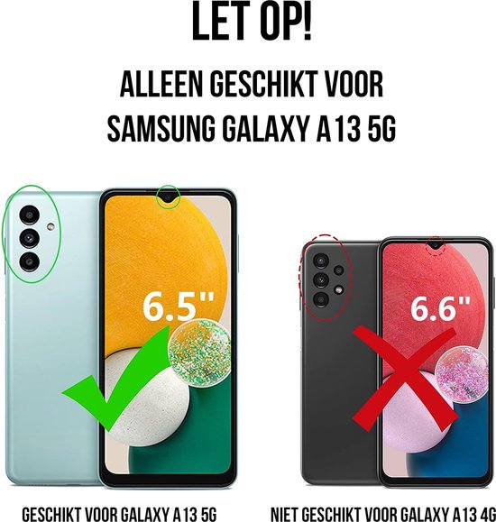 Podec 2-in-1 Hoesje met Screenprotector Geschikt voor Samsung Galaxy A13 5G Doorzichtig Telefoonhoesje - Anti-Shock Case Cover