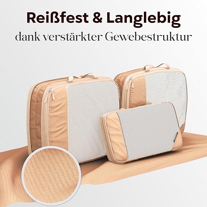 loonara Travel Reisorganizer set beige 4pcs