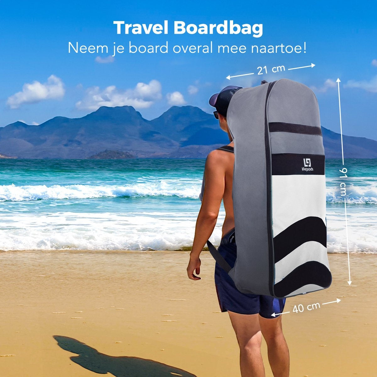 LifeGoods SUP Board - met Zitje - Opblaasbaar Paddle Board - Complete Set - Max. 135KG - 320x81cm - Wit/Zwart