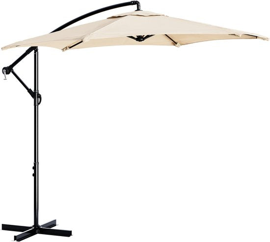 Tristar Zweefparasol - 300cm Rond - Tuin & Balkon - Verstelbare Hoogte - Incl. kruisvoet & Beschermhoes - PA-7906 - Beige