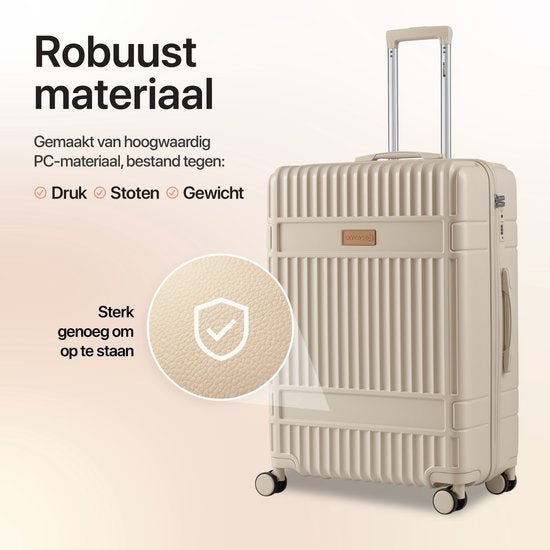 SKYCASES – Medium Reiskoffer – Classic Heritage – Lichtgewicht – TSA Slot – 66x45x26 cm – 63L – M Rolkoffer – Geruisloze Wielen – Beige
