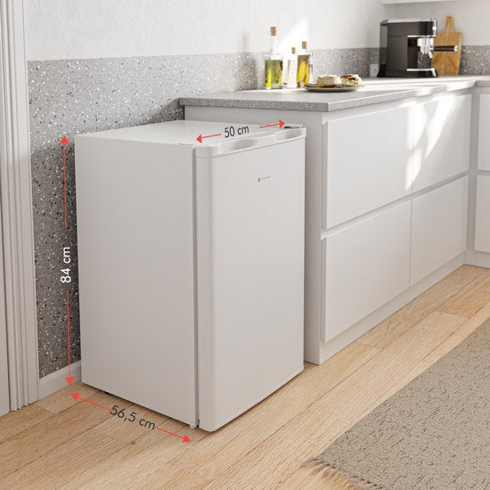 KitchenBrothers Koelkast - 88L Koelvak - 14L Vriesvak - IJskast - Koelvriescombinatie - Frigo - Vrijstaand - Wit