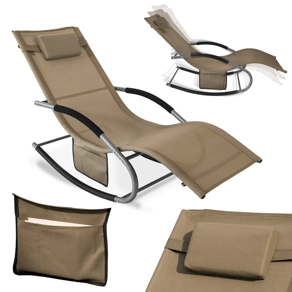 SoBuy Comfortabele Swingstoel - Bruin - Metalen Frame