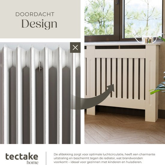 tectake® Radiatorombouw - Radiatorafdekking - Radiatorpaneel - Radiatoromkasting - Verwarmingsombouw - Lamellenontwerp, met plank - Div. afmetingen - 152,5x19x82cm - wit