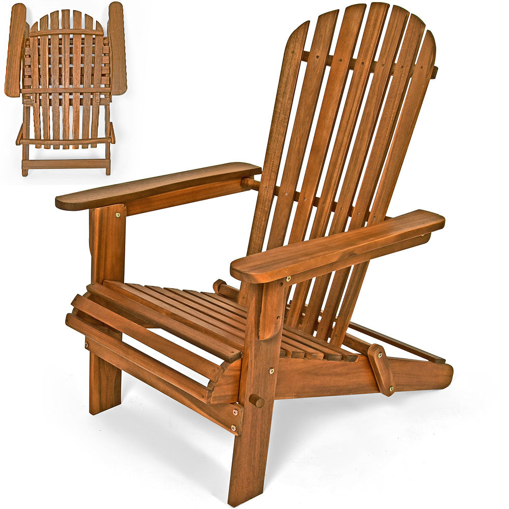 Casaria Adirondack Tuinstoel – Inklapbaar & Ergonomisch – 84 x 69 x 94 cm – Acacia - Bruin