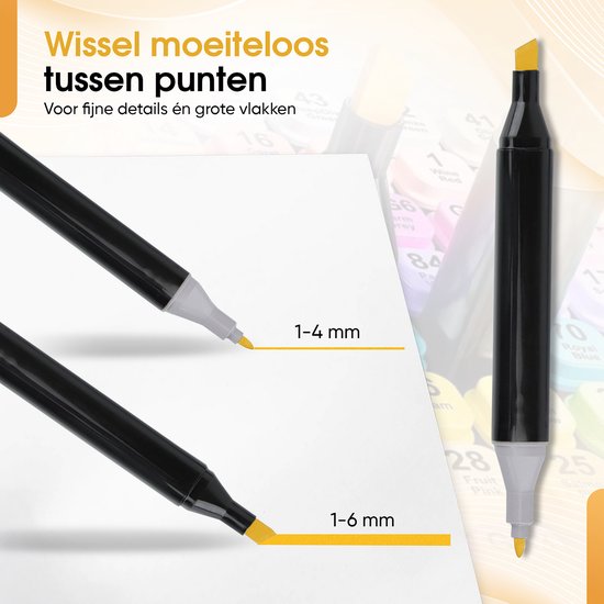 Woodley Dubbelzijdige Stiften - 168 kleuren - Voor volwassen en kinderen - Markeerstiften - Dubbelzijdige stiften - Twinmarkers - Alcohol markers