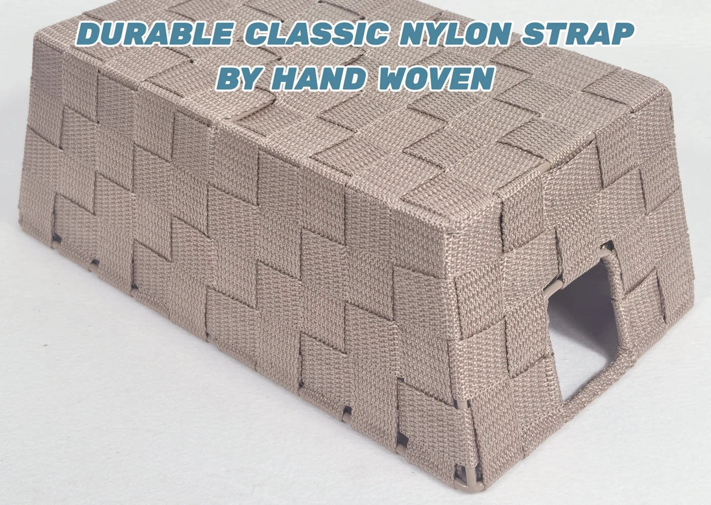 Kevahome Set van 3 Opbergmanden met Draagriem - Handgeweven Polypropyleen - Taupe - 12 x 6,5 x 4,5 inch