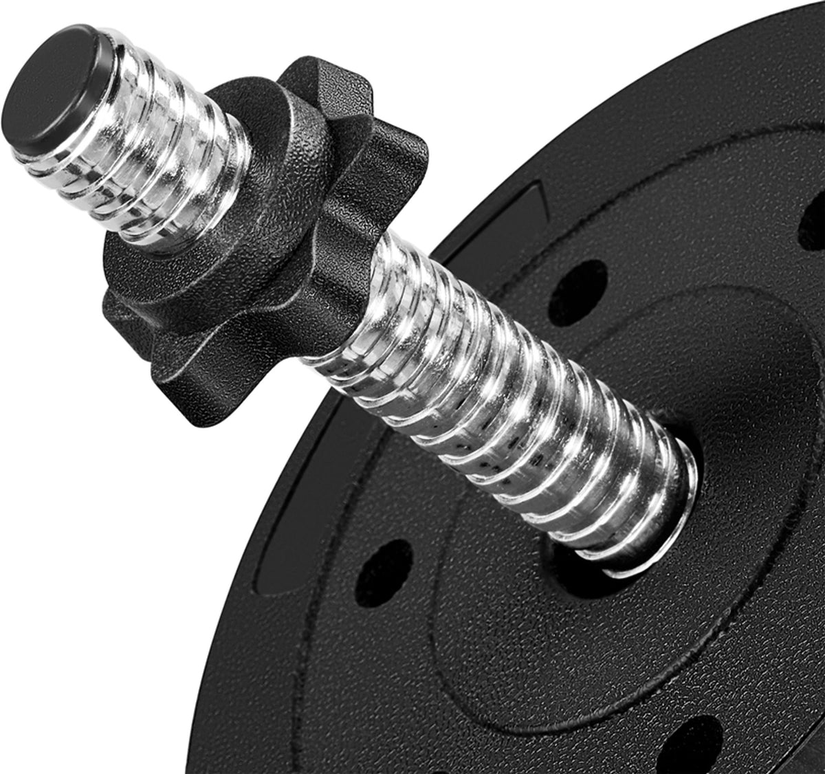 Yaheetech verstelbare dumbbell set 2x 15 kg zwart - 33,7 cm halterstang - Ø30 mm grip