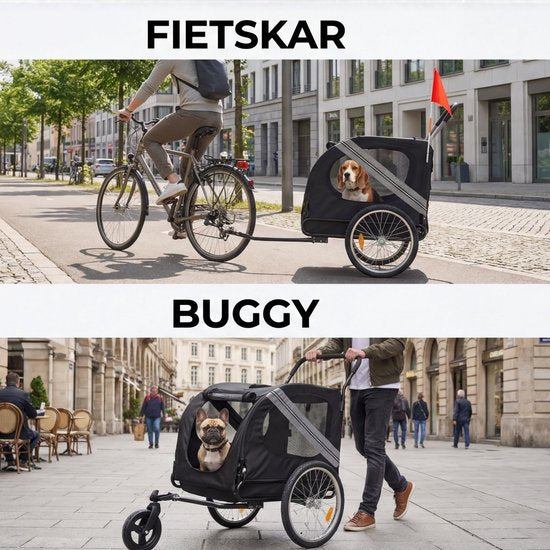 Outbee Hondenfietskar - Fietskar hond - Hondenfietskar opvouwbaar - Hondenkar - 2-in-1 Honden fietskar - Hondenbuggy - Max 35kg