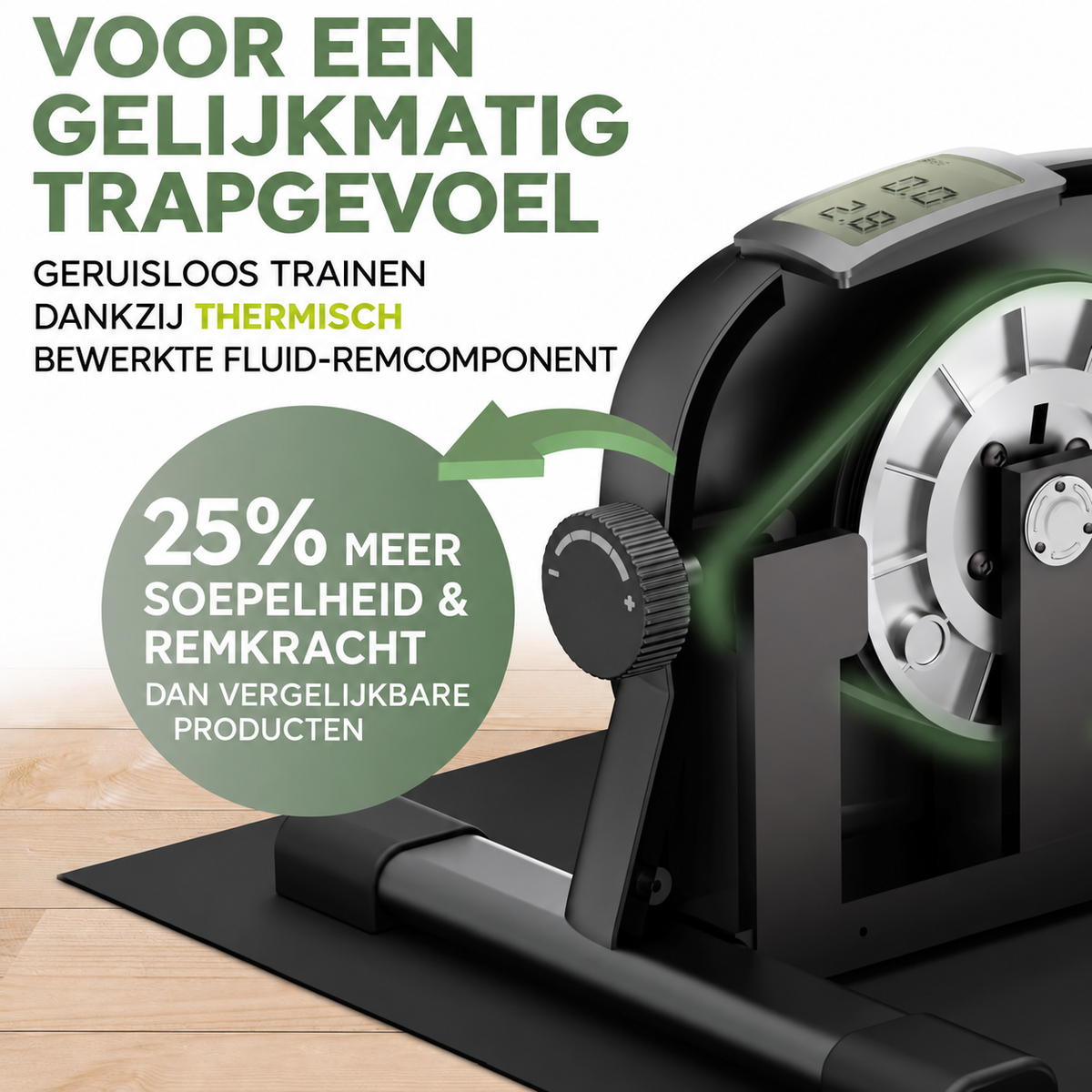 Heldenwerk Stoelfiets voor Armen en Benen – Compacte Mini Hometrainer voor Thuis – Met Weerstand en Trainingsdisplay – Inclusief Antislipmat en Bevestigingsriem – Zwart – 40 x 35 x 30 cm