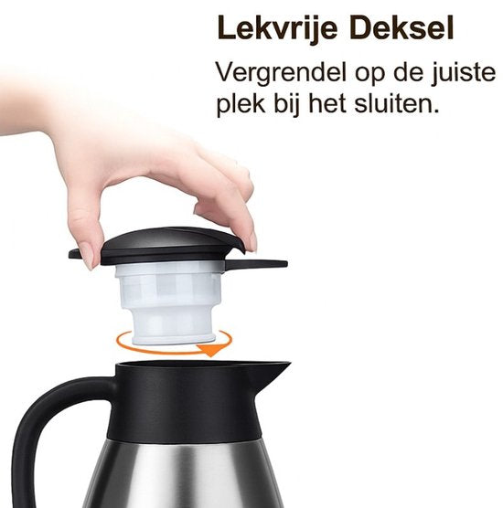 Ceruzo Thermoskan RVS – 1.8 Liter – Dubbelwandig – Lekvrij – Warme en Koude Dranken – 28x13 cm