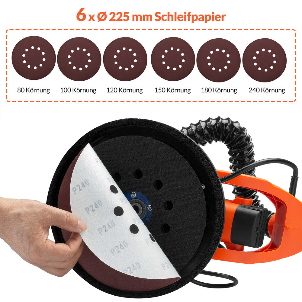 Monzana Schuurmachine – 12xØ 225mm Schuurpapier – Zuigzak 80 LED´s