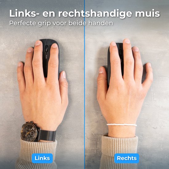 Nuvance Draadloze Muis - Bluetooth - Stil - Laptop & Gaming - Draadloos - Computermuis - Links & Rechtshandig - Zwart